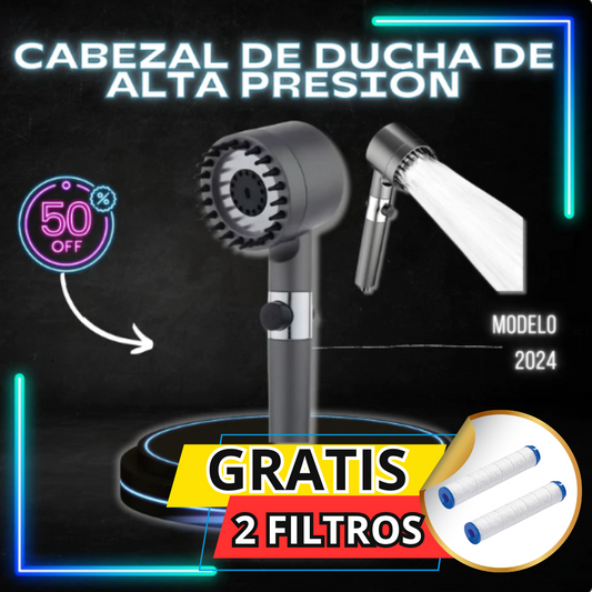 Pressure PRO™ Cabezal de ducha 5 en 1 alta presión - Cuidado para el cabello y la piel