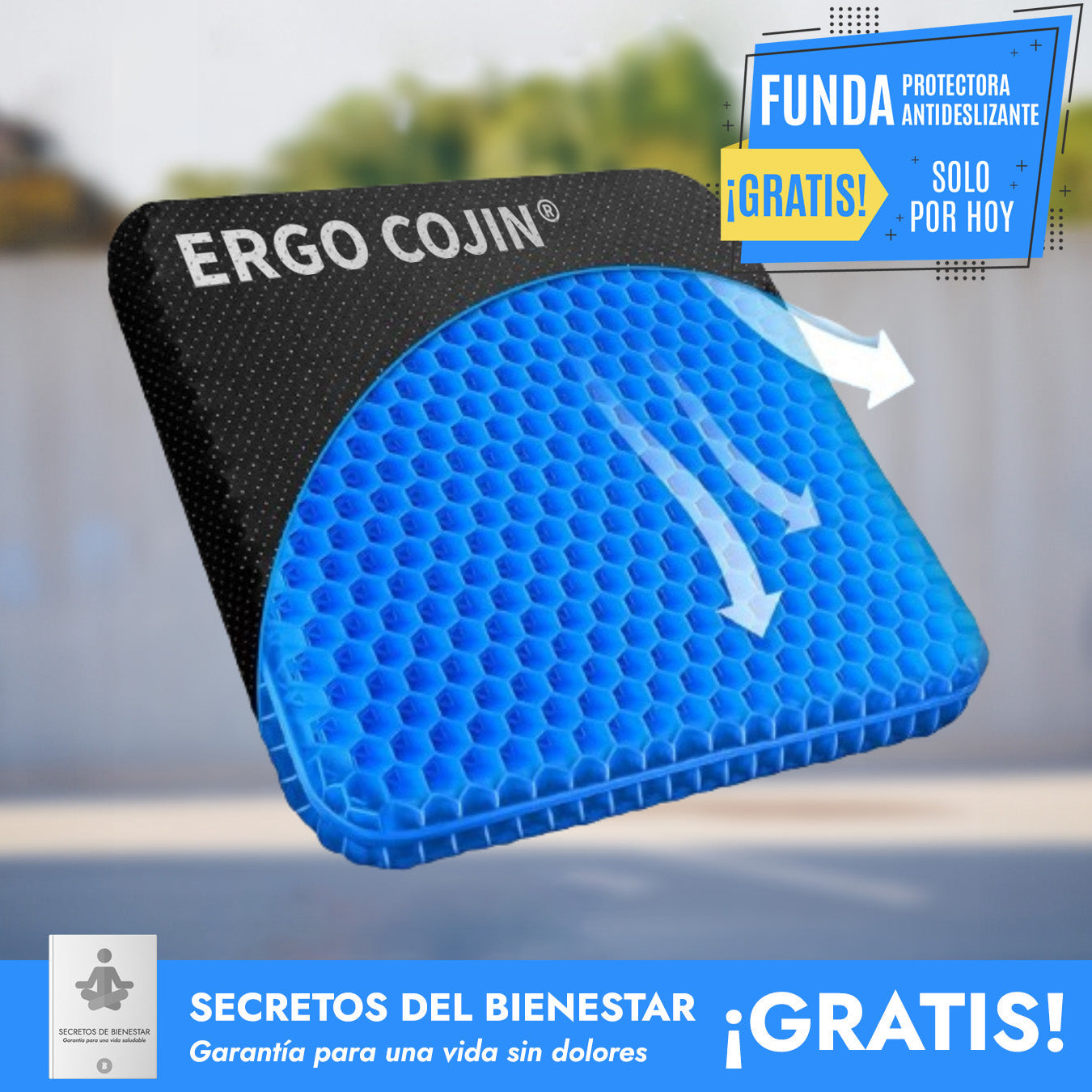 Cojín de gel ergonómico ConfortMax™ + Funda de Regalo